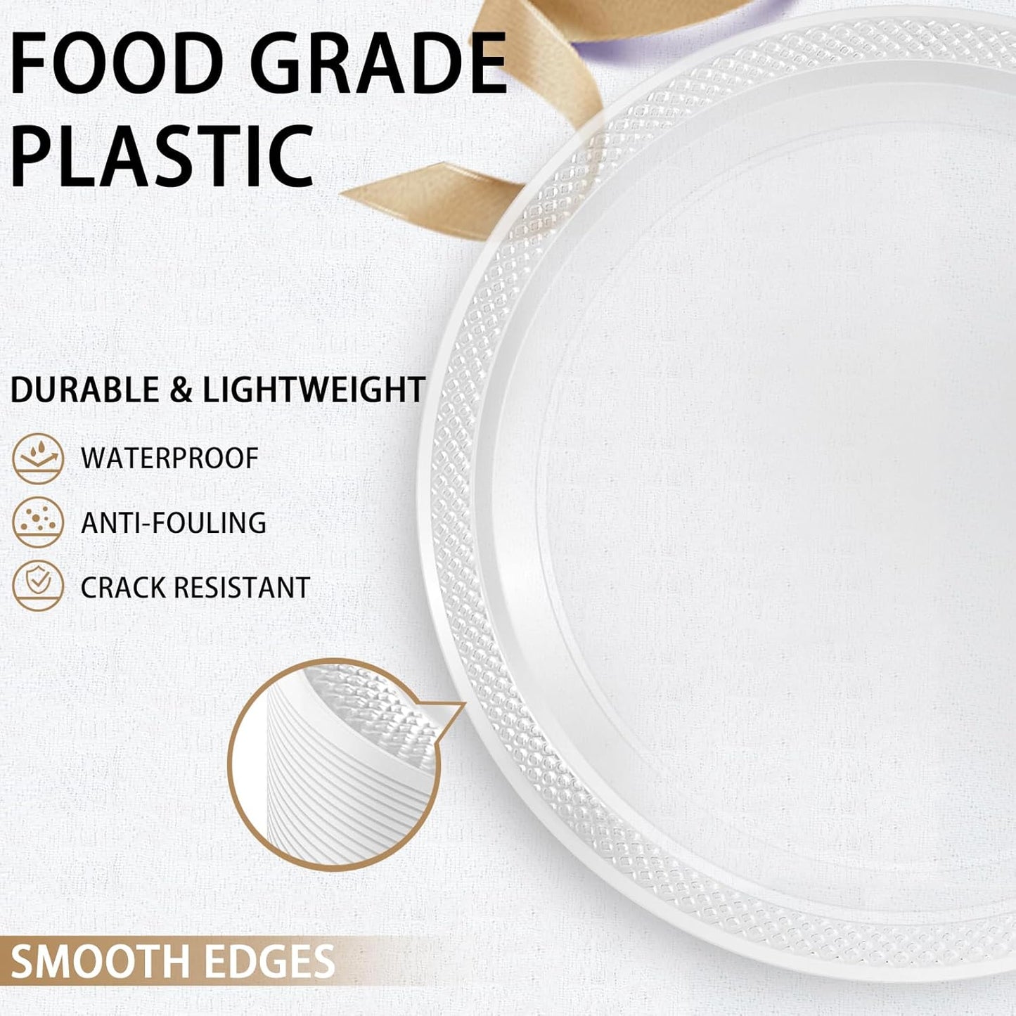 WELLIFE Clear Party Plates 9 Inch -150 Count for Party, Disposable Plastic Dinner Plates for Birthday Wedding Engagement Easter