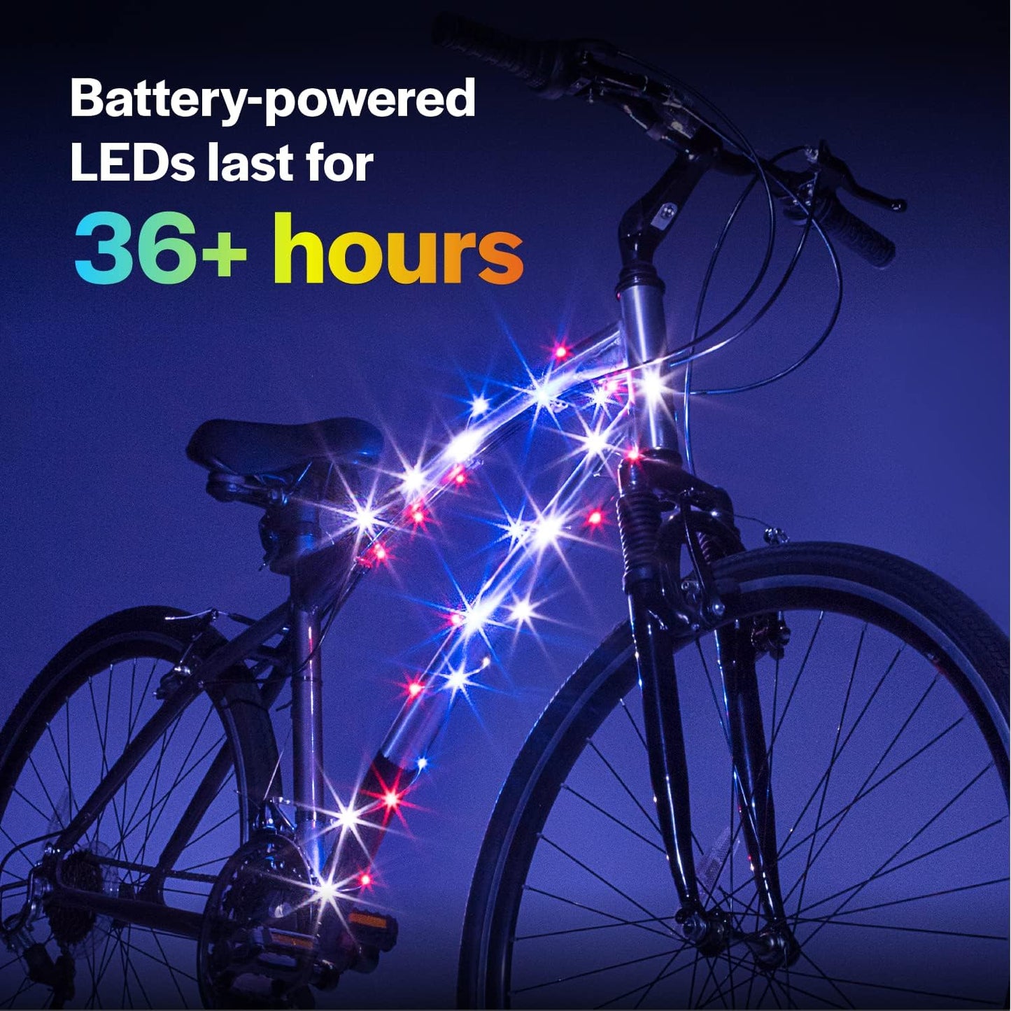 Brightz CosmicBrightz LED Bike Frame Rope Light - 6.5-Foot String Rope - Battery-Powered with On/Off Switch - Ultra Bright Color Keeps Your Ride Fun and Safe for Kids, Teens, & Adults