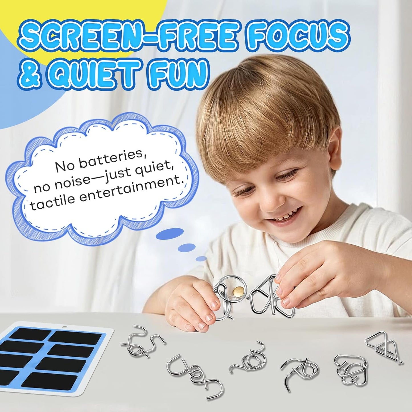 Christmas Metal Brain Teaser Puzzles Ring Educational Toys, Steel IQ Games Physics Mind Metal Puzzles for Adults, Unlock Interlock Game, Brain Teaser Puzzle for Party Favor Kids (Christmas)