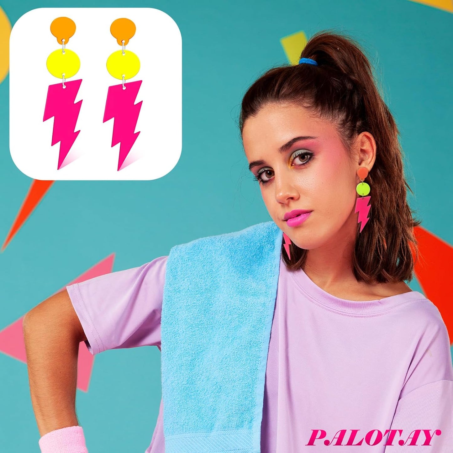 80s 90s Retro Cassette Tape Neon Earrings for Women Acrylic Radio Earring Set for 80s 90s Accessories Cosplay Party Jewelry Gifts