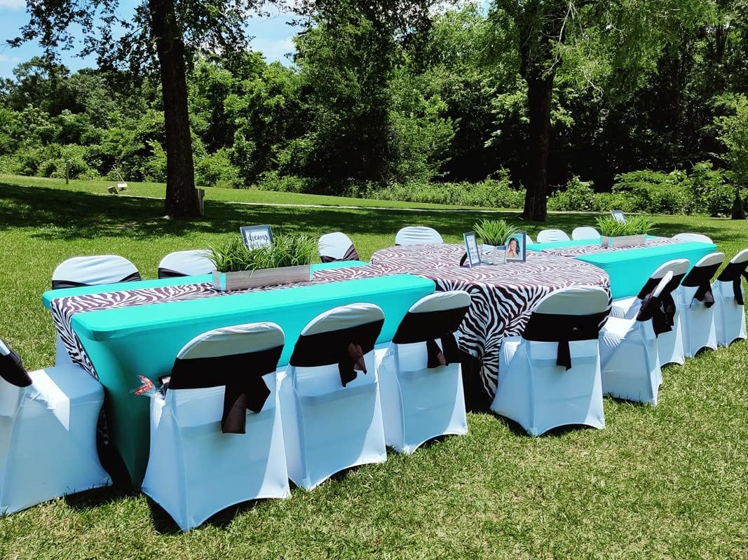 FORLIFE Spandex Table Cover - Fitted 6ft Rectangular Tablecloth, Stretch Patio Table Cover for Wedding, Banquet, Party - Turquoise