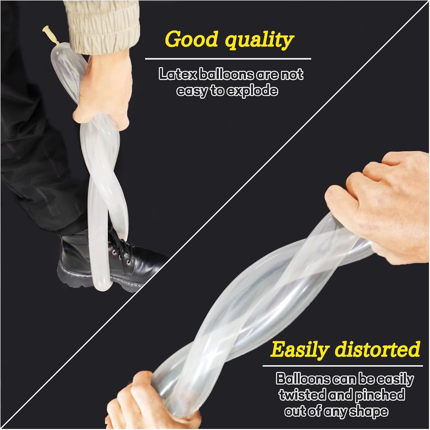 KAWKALSH 260 Clear Long Balloons for Animals, Thickening Skinny Latex Twisting for Arch Modeling Magic Clown Birthday Wedding Party Decorations 100pcs