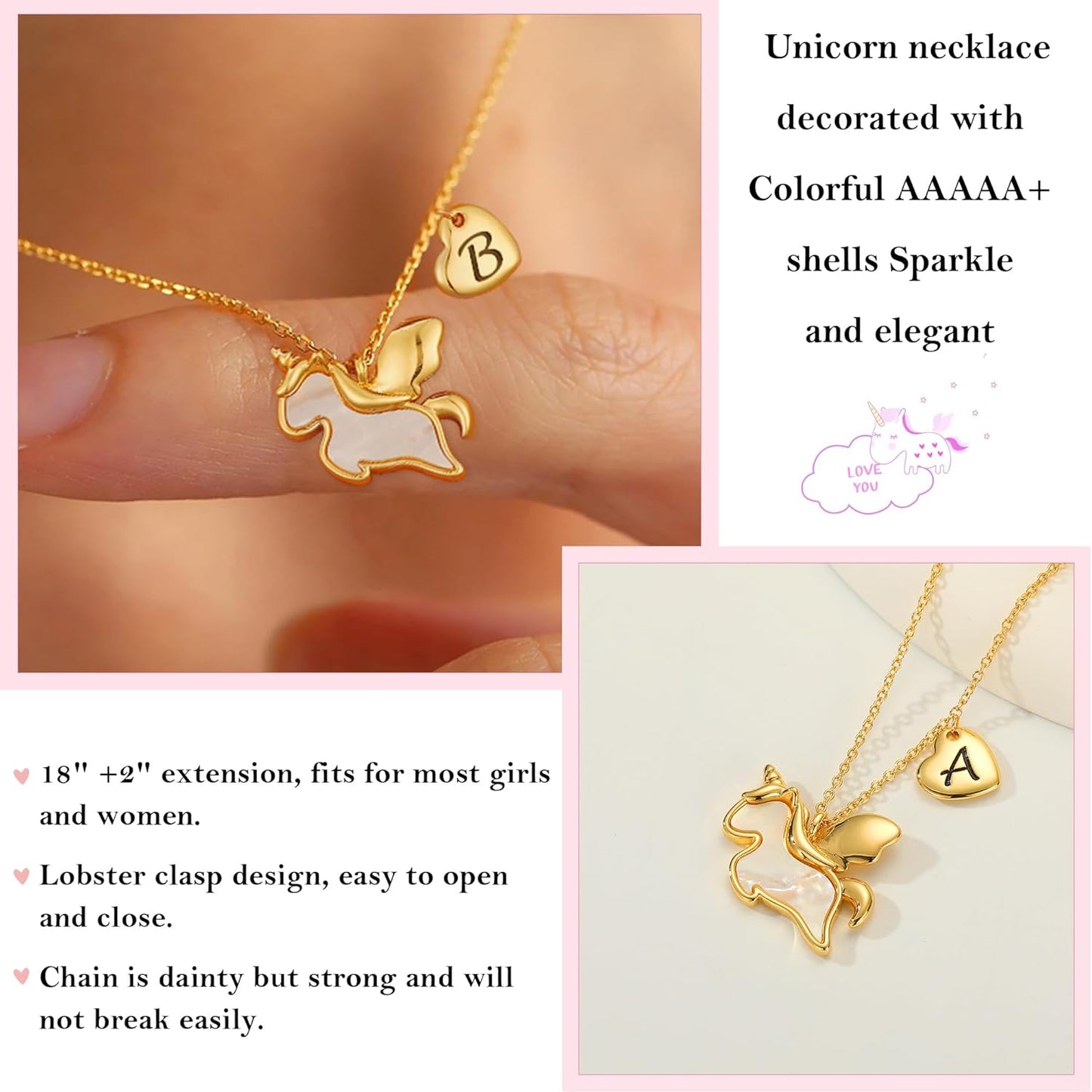 Unicorn Gifts for Girls - Unicorn Initial Pendant Necklace Jewelry, Christmas Birthday Gifts Ideas, Stocking Stuffers for Kids Teen Girls Daughter Age 5-15