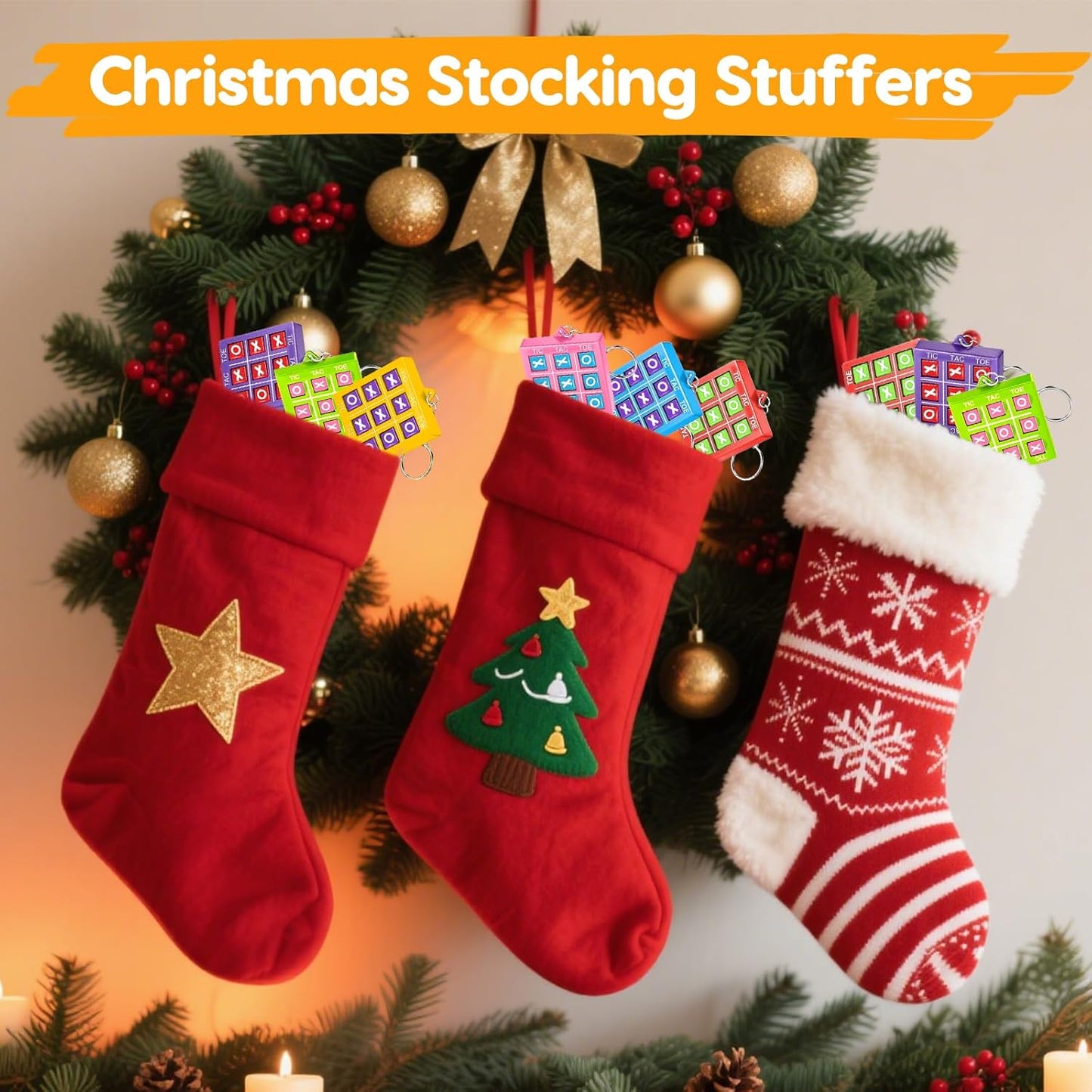 24PCS Tic Tac Toe Game Birthday Party Favors Goodie Treat Bag Christmas Stocking Stuffers for Kids 3-5 4-8 8-12 Classroom Treasure Chest Carnival Prize Box Toys Bulk Keychain Pinata Filler Return Gift