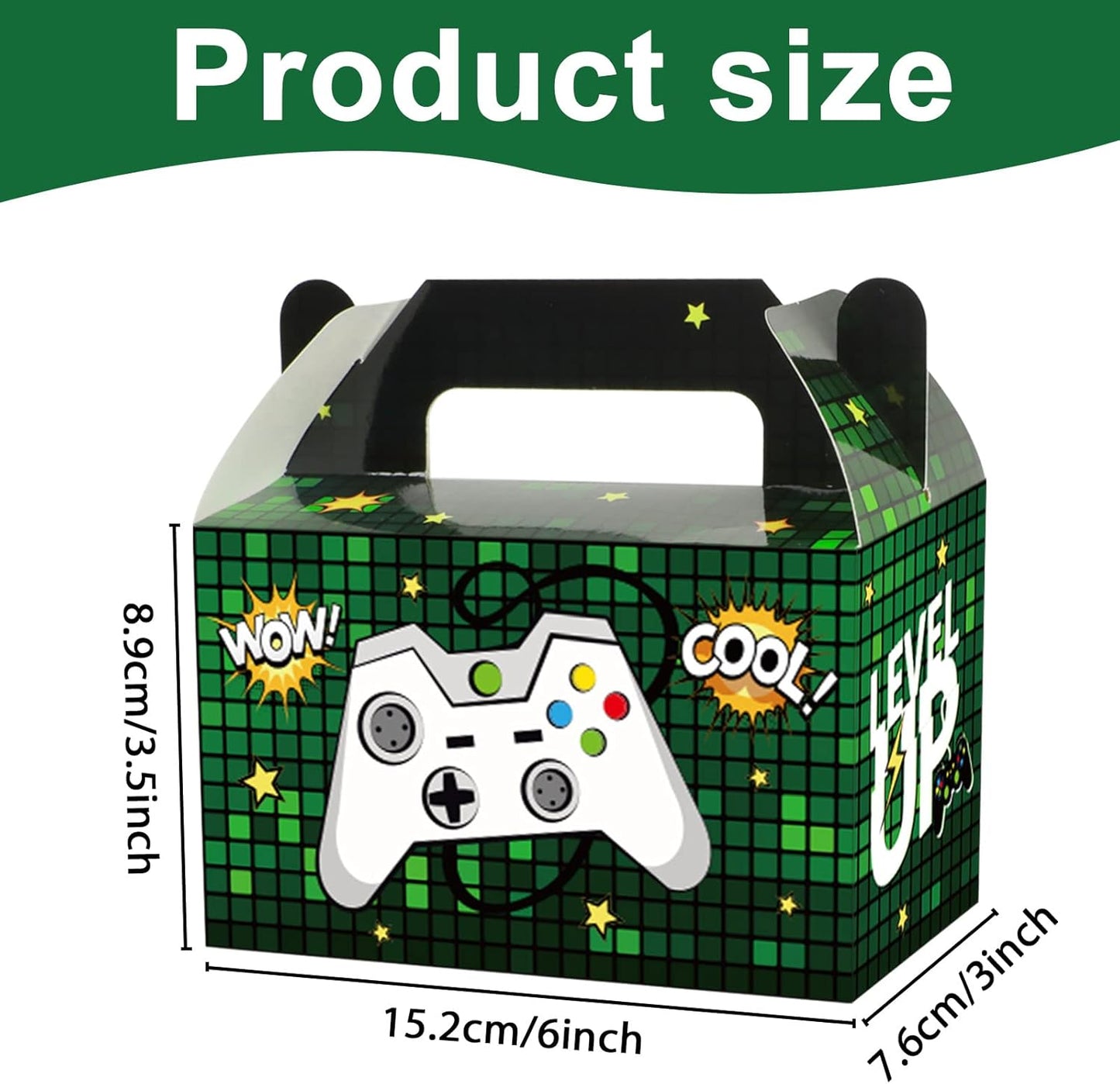 12 Pack Video Game Party Boxes Game On Party Favor Candy Treat Boxes Bags Gaming Birthday Goodies Valentine's Day Gift Boxes for Kids Birthday Baby Shower Party Decorations Supplies 6 x 3 x 3.5 Inches