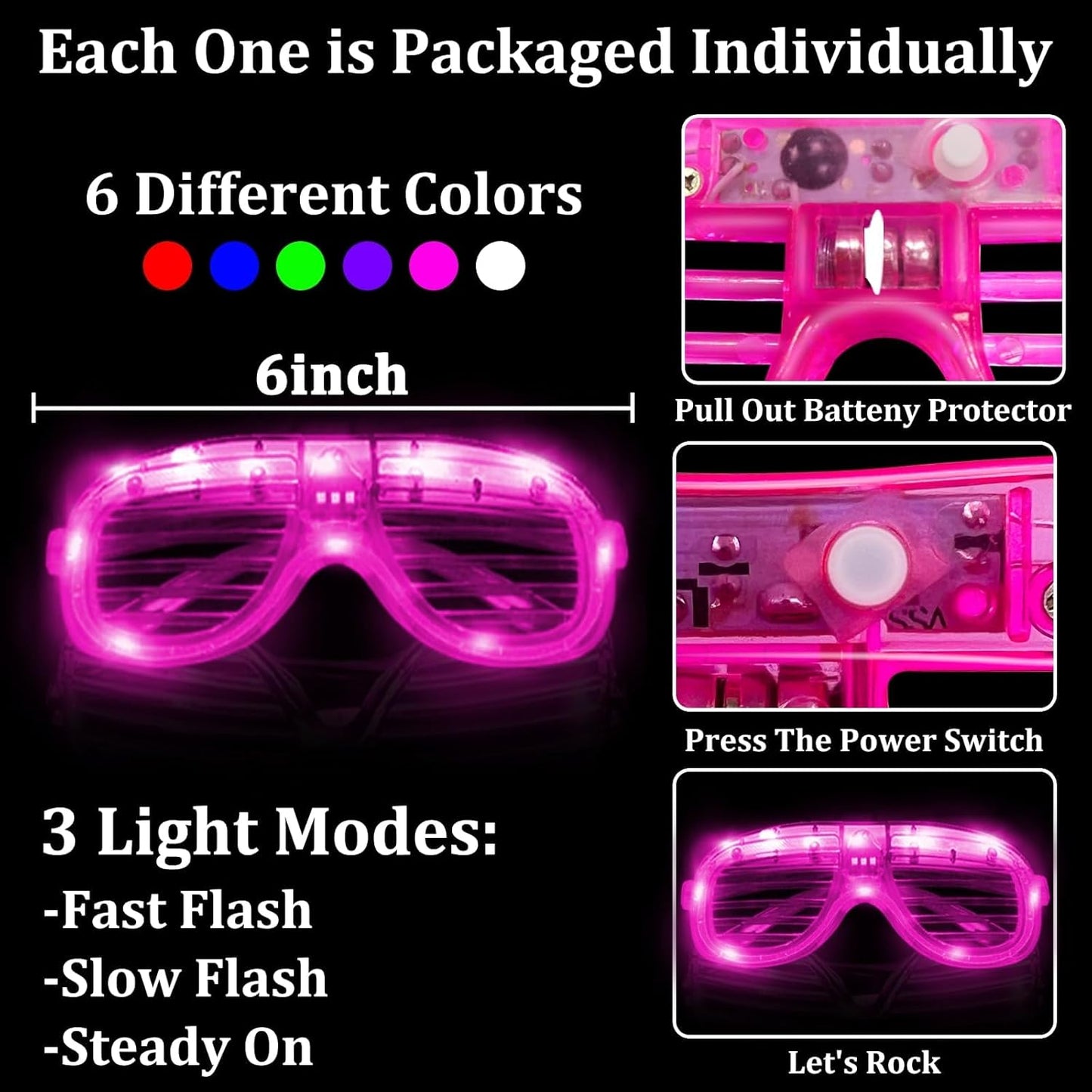 Camlinbo 148 PCS Glow in the Dark Party Supplies- 24 Pcs 16" Foam Glow Sticks, 24 Pcs LED Glasses, 100Pcs Glow Sticks Necklaces Bracelets Light Up Party Favors Pool Party Wedding Concert Halloween