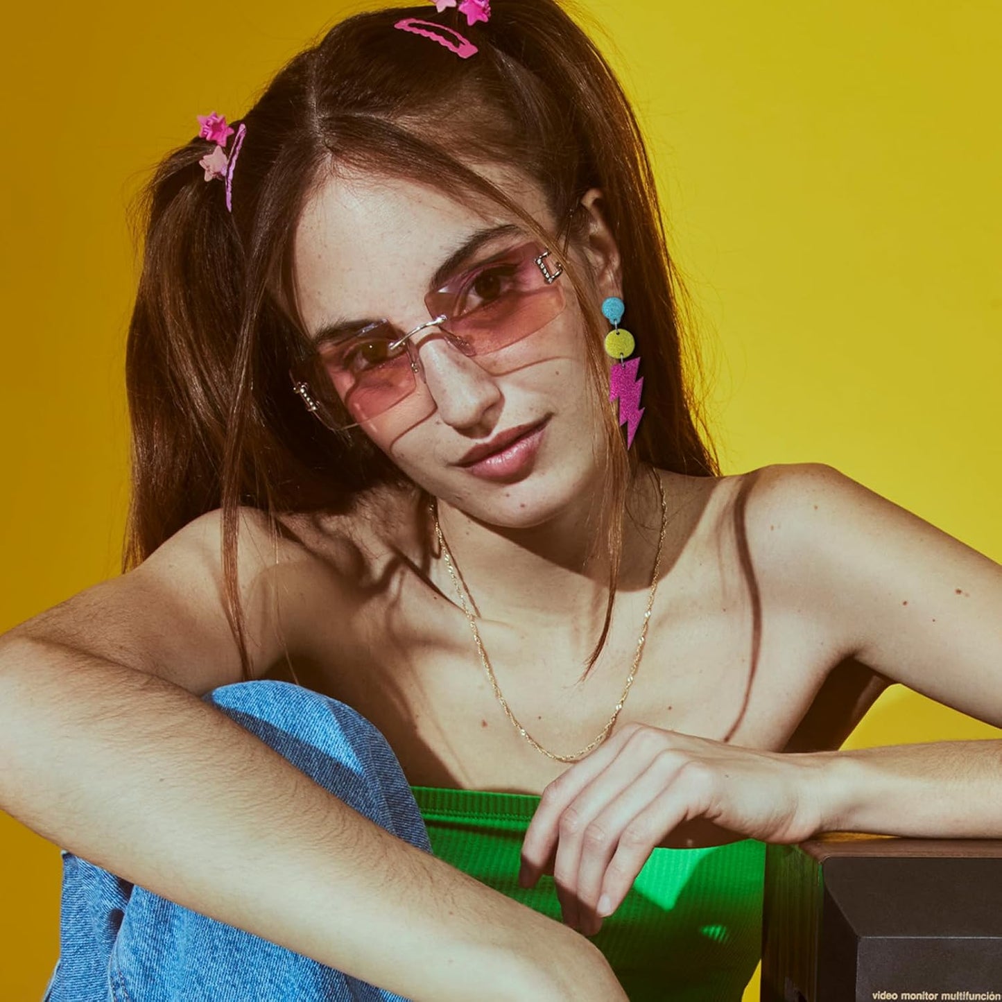 80s Neon Earrings for Women Acrylic Lightning Bolt Drop Earrings Retro 80s 90s Glow Party Accessories Neon Jewelry for Halloween Costume Outfit