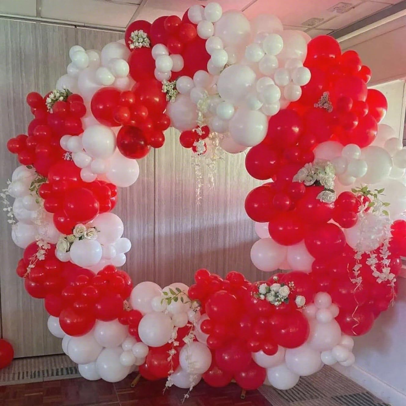 140Pcs Red and White Balloon Arch Kit for Birthday, Wedding, Engagements, Baby Shower, Christmas, Anniversary Party Decoration
