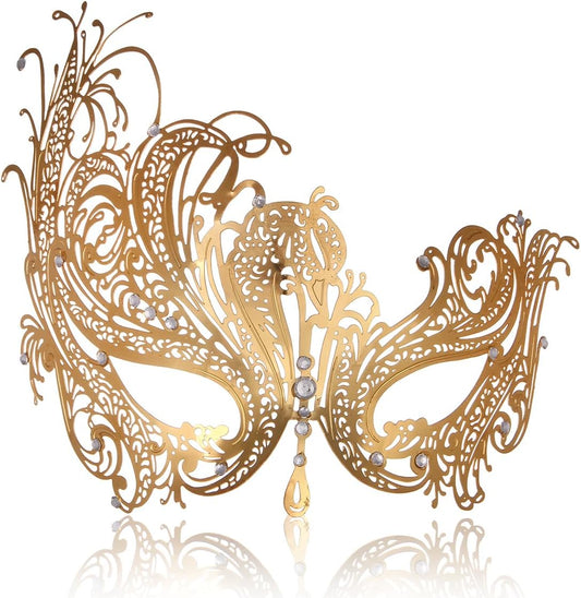 MYMENU Masquerade Mask for Women Shiny Rhinestone Metal Mask Venetian Mask for Party Prom Ball