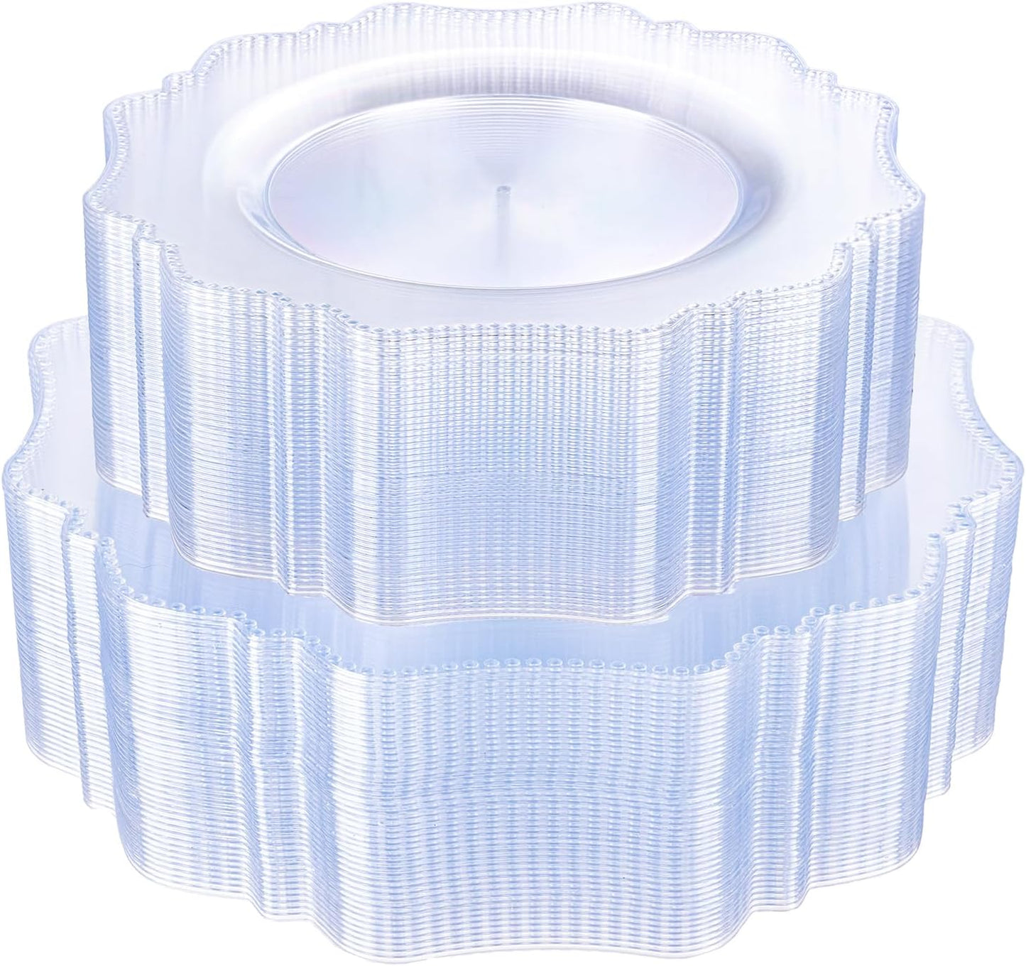 COLOSUS 100pcs Clear Plastic Plates - Heavy Duty Plastic Plates Disposable for Party/wedding Include 50pcs Dinner Plates and 50pcs Dessert Plates.