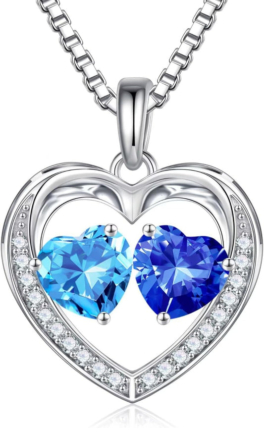 Iefil Christmas Gifts for Wife - 925 Sterling Silver Birthstone Necklace, Anniversary Birthday Gifts for Women, Stocking Stuffers for Women Wife Mom Daughter