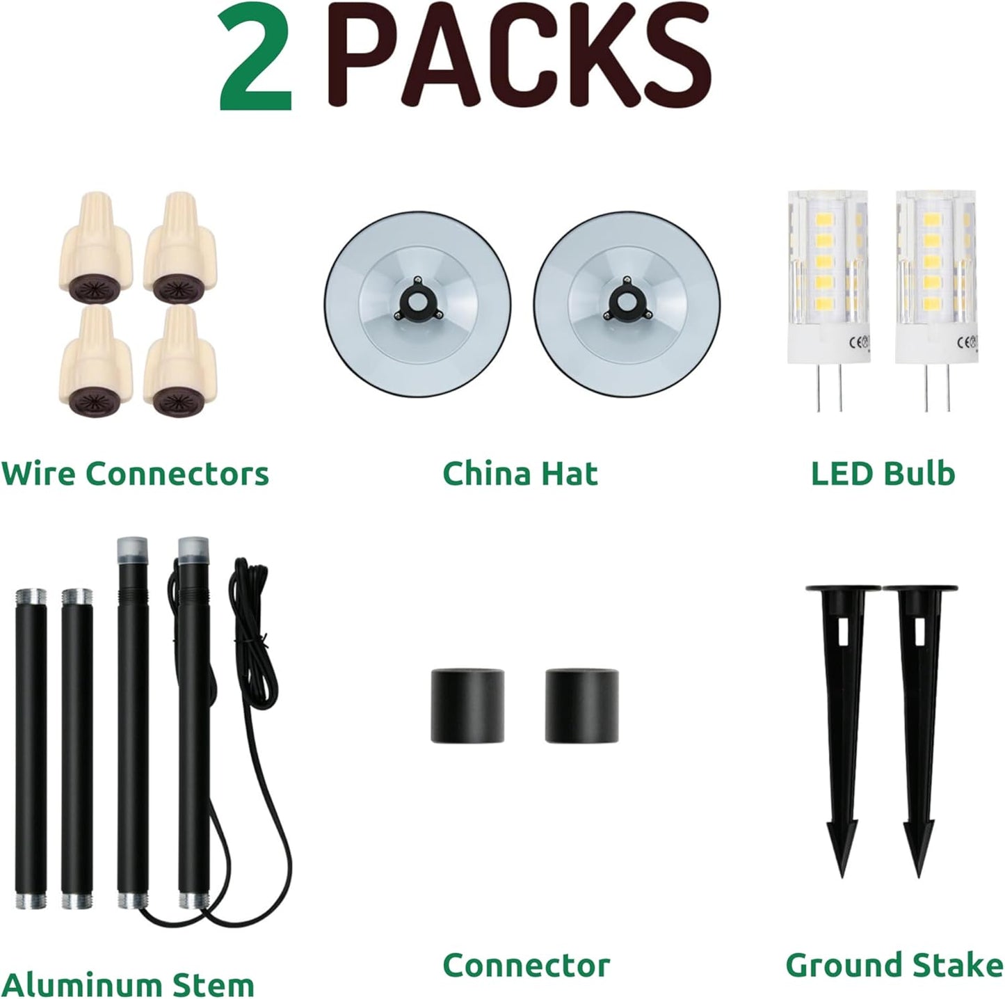 Lumina Lighting® 3W Landscape Lighting 12V Landscape Lights Low Voltage Landscape Path Lights Warm White Waterproof Outdoor Replaceable G4 LED Bulb for Garden Pathway Lawn Yard (Black, 2-Pack)