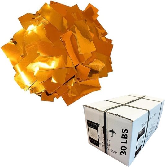 Ultimate Confetti, Rectangular Orange Mylar Shiny Foil Metallic Confetti for Cannon and Launcher use - Gender Reveal Confetti for Wedding, Parties, Mother’s Day and Live Events - 30 lb, 480 oz