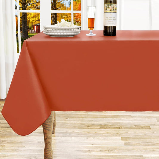 homing Rectangle Vinyl Tablecloth, Waterproof Spillproof Plastic Flannel Backed Table Cloth, Wipe Clean Table Cover for Dining, Buffet Parties and Camping (Rust, 60" x 120")