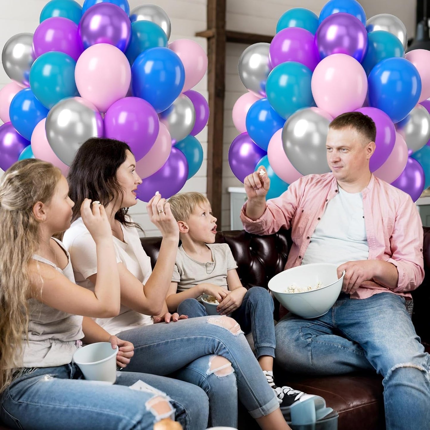 Pink Blue Purple Balloons, 50PCS 12 Inchs Pink Metallic Blue Silver Theme Balloon Latex Balloons for Kids Birthday Hawaii Tropical Party Supplies Baby Shower Party Decorations