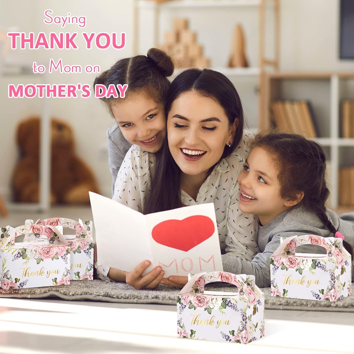 Xinnun 50 Pcs Thank You Treat Boxes Thanksgiving Floral Gift Box Wedding Party Favors Boxes Employee Appreciation Gifts Box Bulk for Thanksgiving Christmas Valentines Wedding Tea Party Supplies