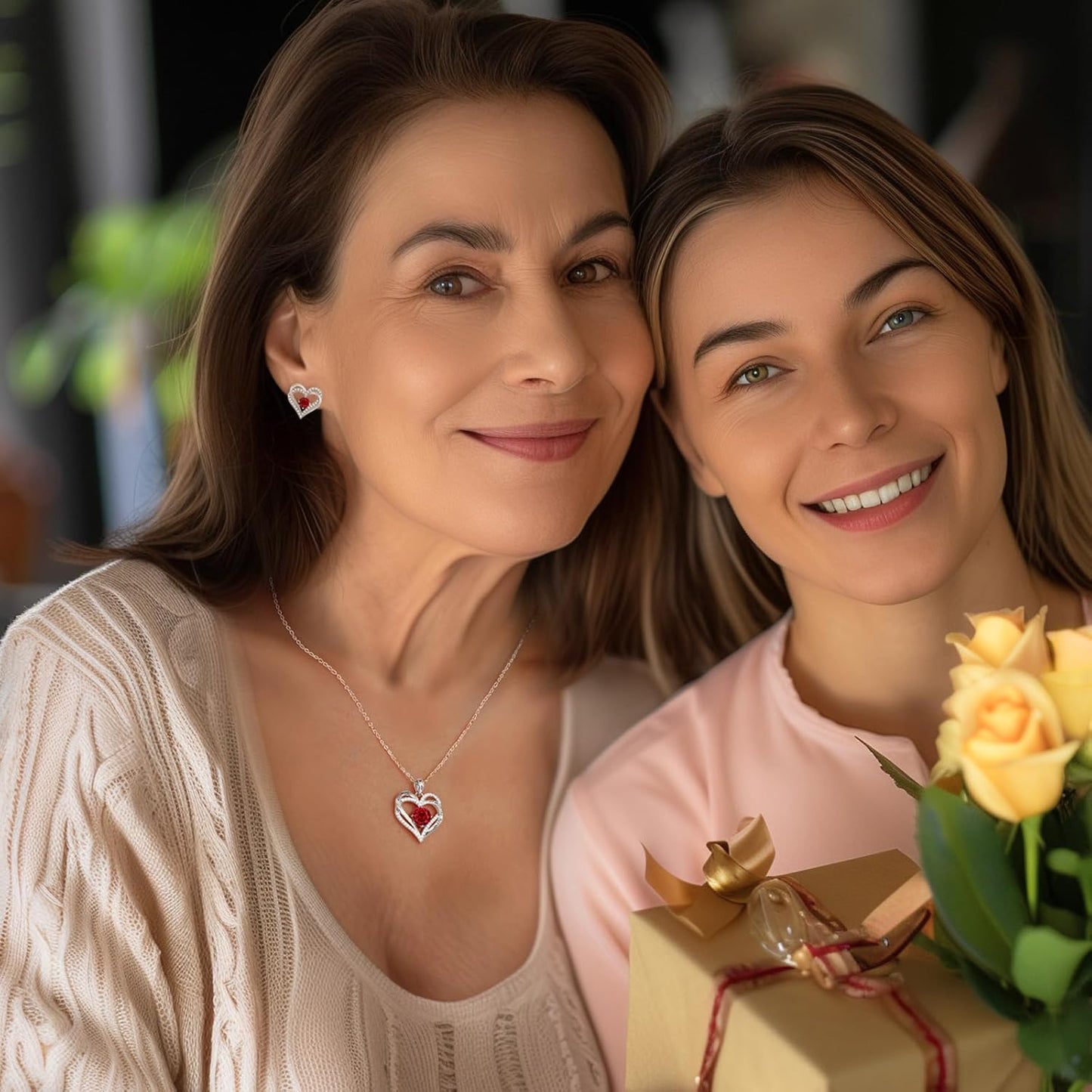 CDE Forever Love Heart Necklaces for Women, Wedding Anniversary, Birthday Mothers Day Christmas Day Gifts for Mom, Mother, Wife, friend, S925 Silver Jewelry with Birthstone Pendant