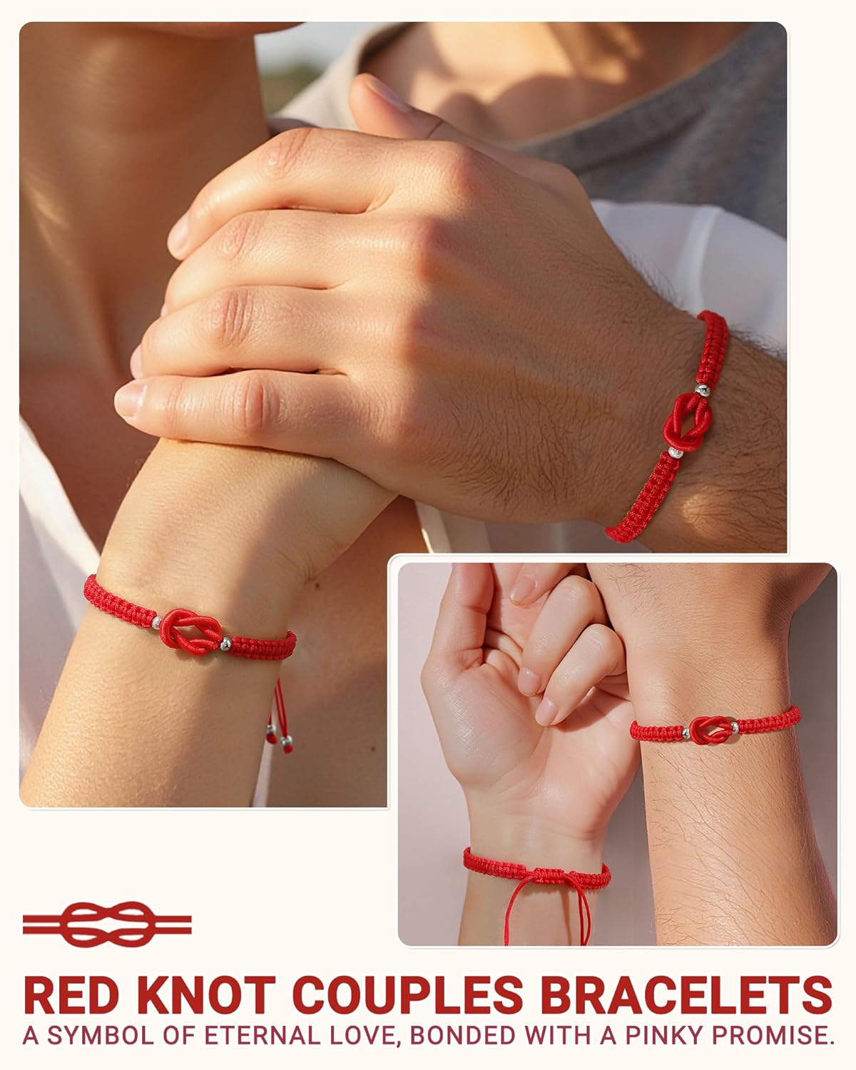 UNGENT THEM Pinky Promise Knot Couples Bracelets Anniversary Christmas Valentines I Love You Gifts for Boyfriend Girlfriend Women Men