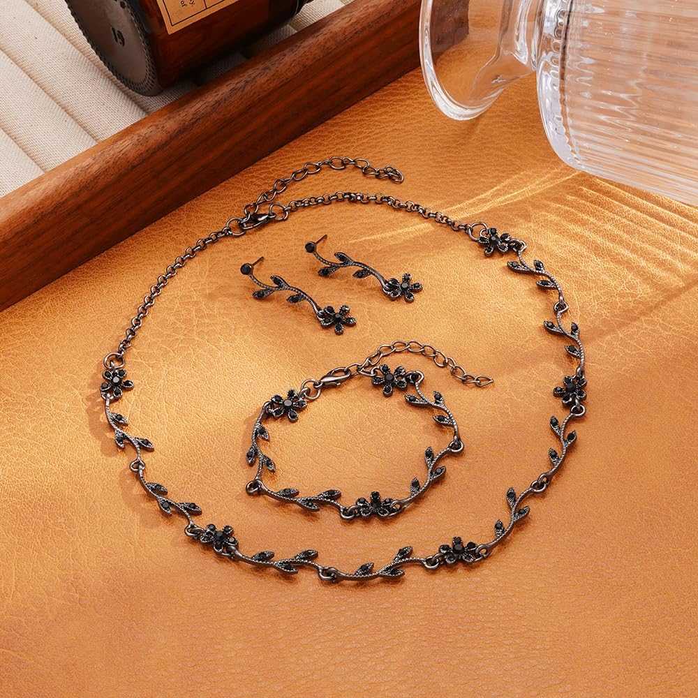 Crystal Necklace Earrings Bracelet Bridal Wedding Jewelry Set Rhinestone Choker Necklace For Brides Bridesmaid