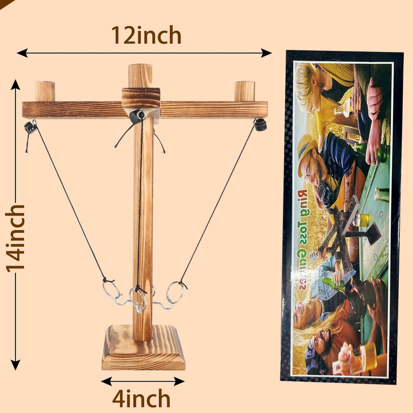 Ring toss Game for Adults,Yard Games,Wooden Rings for Ring toss,Outdoor Indoor Games,Bars Hook and Ring Game,Suitable for Camping,Party,Backyard Games.Adult Games for Game Night,