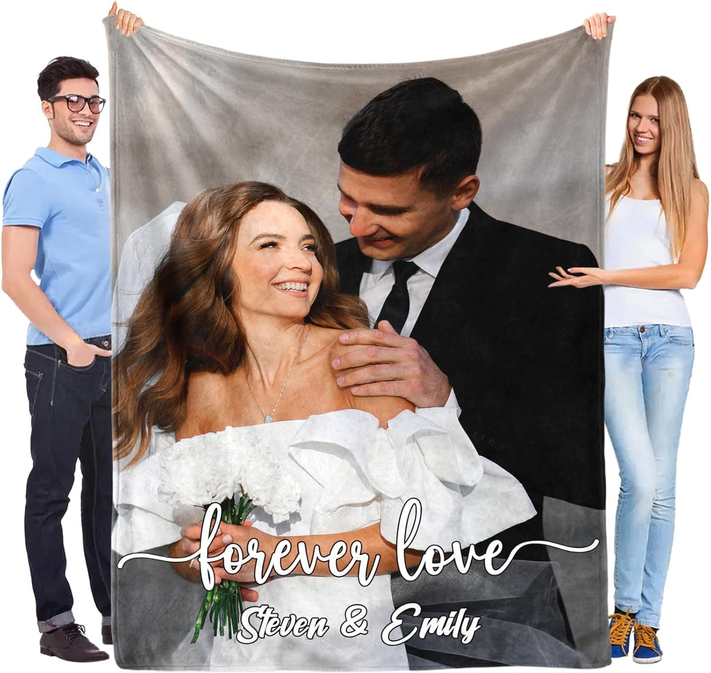 MeMoShe Custom Blanket with Picture Personalized Photo Blanket Wedding Gifts for Couples Customized Throw Blanket I Love You Gifts for Girlfriend Boyfriend Wife Husband