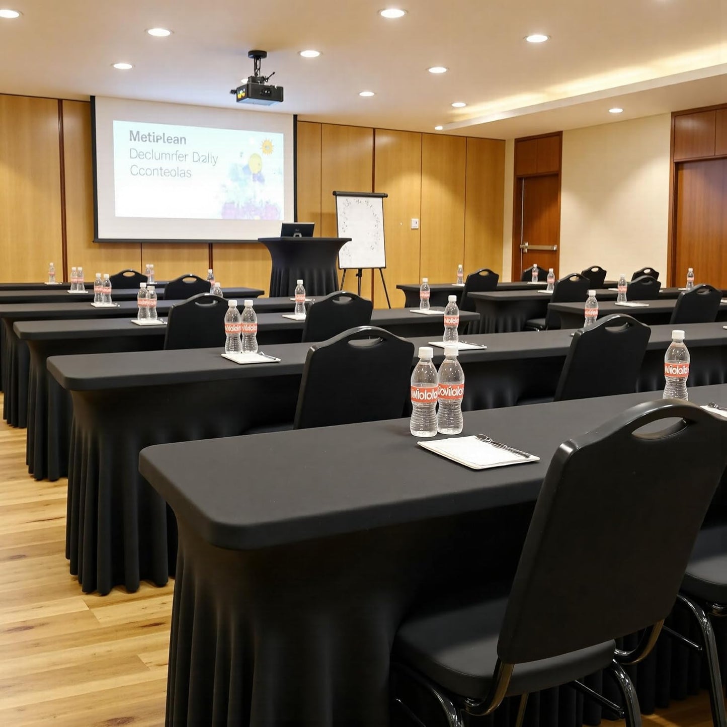 4 Pack Black Spandex Tablecloth for 5 Foot Rectangle Tables, Wrinkle Free Fitted Table Clothes Cover 5ft Stretchy Tablecloths with Skirt for Parties Weddings Birthday Banquet Baby Shower