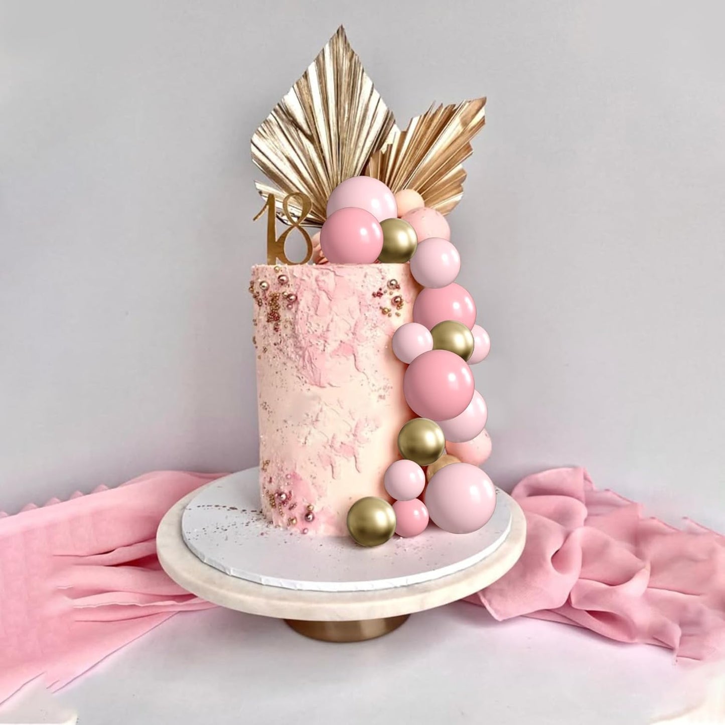 36 Pack Balls Cake Topper Decorations Foam Balloons Cake Decorations Sticks Mini Balloons Cake Toppers Balls Cake Picks for Baby Shower Wedding Anniversary Birthday Party Decorations Pink Gold