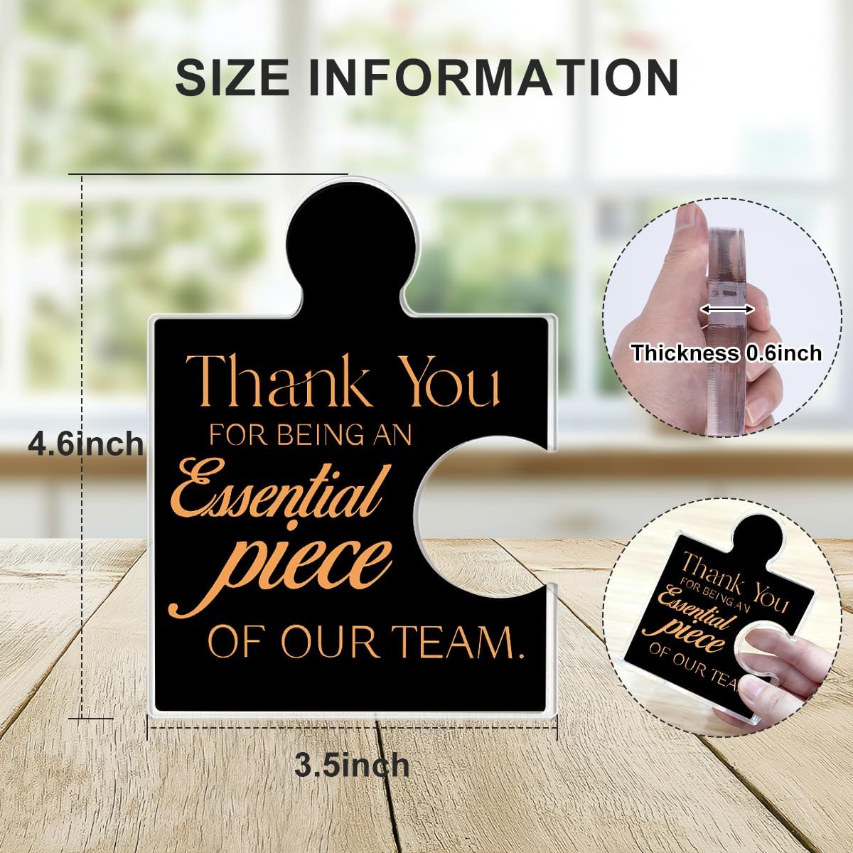 Teams Appreciation Gifts for Employees, Thank You Gift for Coworkers Colleagues, Best Team Ever Gifts Thank You for Being an Essential Piece of Our Team Acrylic Puzzle Piece Plaque Office Decor, Black