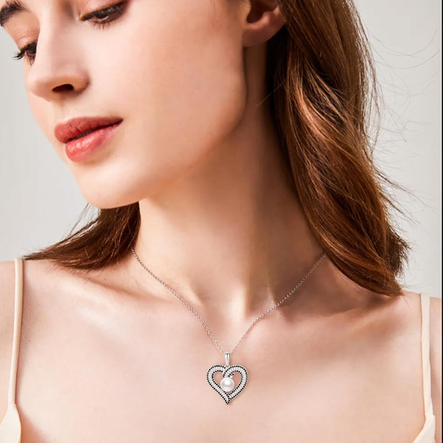 Gifts for Women Wife-Pearl Heart Pendant Necklace- Birthday for Girlfriend, Valentine's Day for Wives, Mother's Day for Mom Grandma, Gifts for Her on Wedding Anniversary Christmas Fine Jewelry