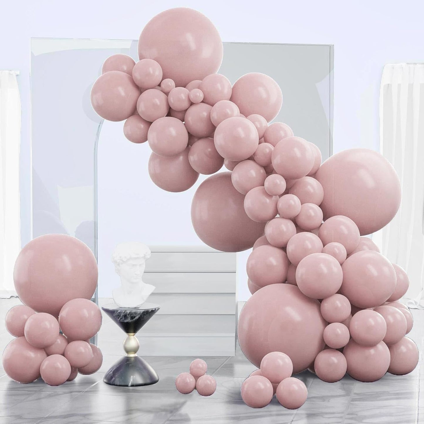 PartyWoo Dusty Pink Balloons 140pcs Different Sizes of 18 12 10 5 Inch Boho Blush Pink Latex Helium Balloons for Birthday Baby Shower Graduation Anniversary Bachelorette Party Decorations Pink-F54