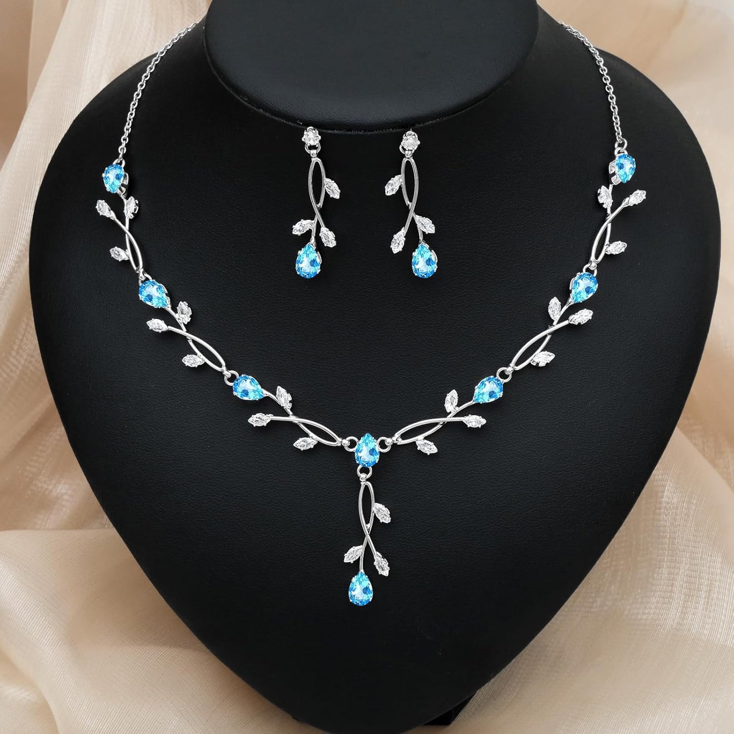 Elegant Bridal Jewelry Sets Clear Cubic Zirconia Wedding Necklace Earrings Bracelet Set for Birdes Bridesmaids CZ Prom Jewelry