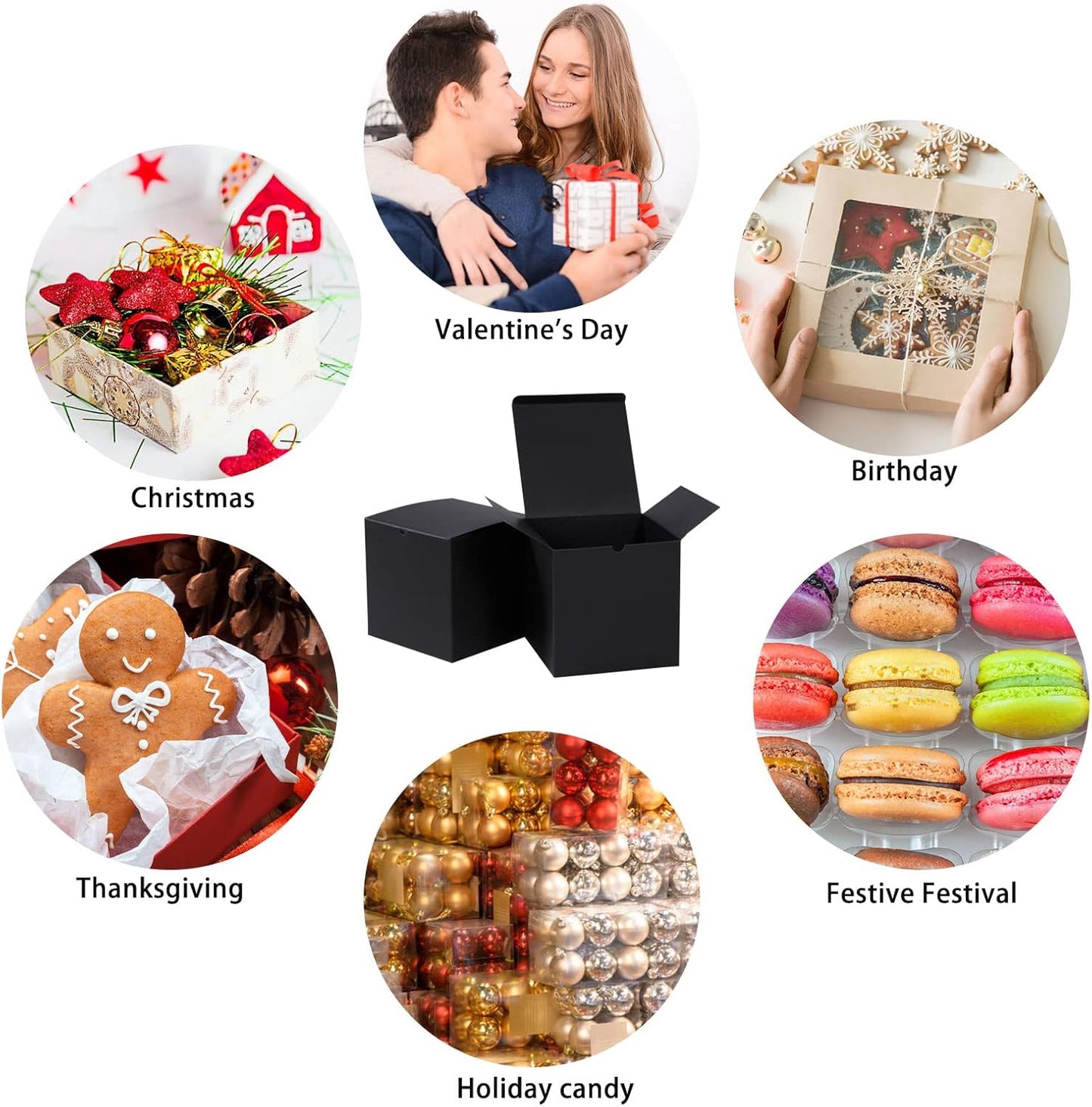 Gift Boxes with Lid 5x5x5 inches 50 Pack Black Paper Gifts Boxes Large Boxes for Presents, Bridesmaid Proposal, Wedding, Birthday