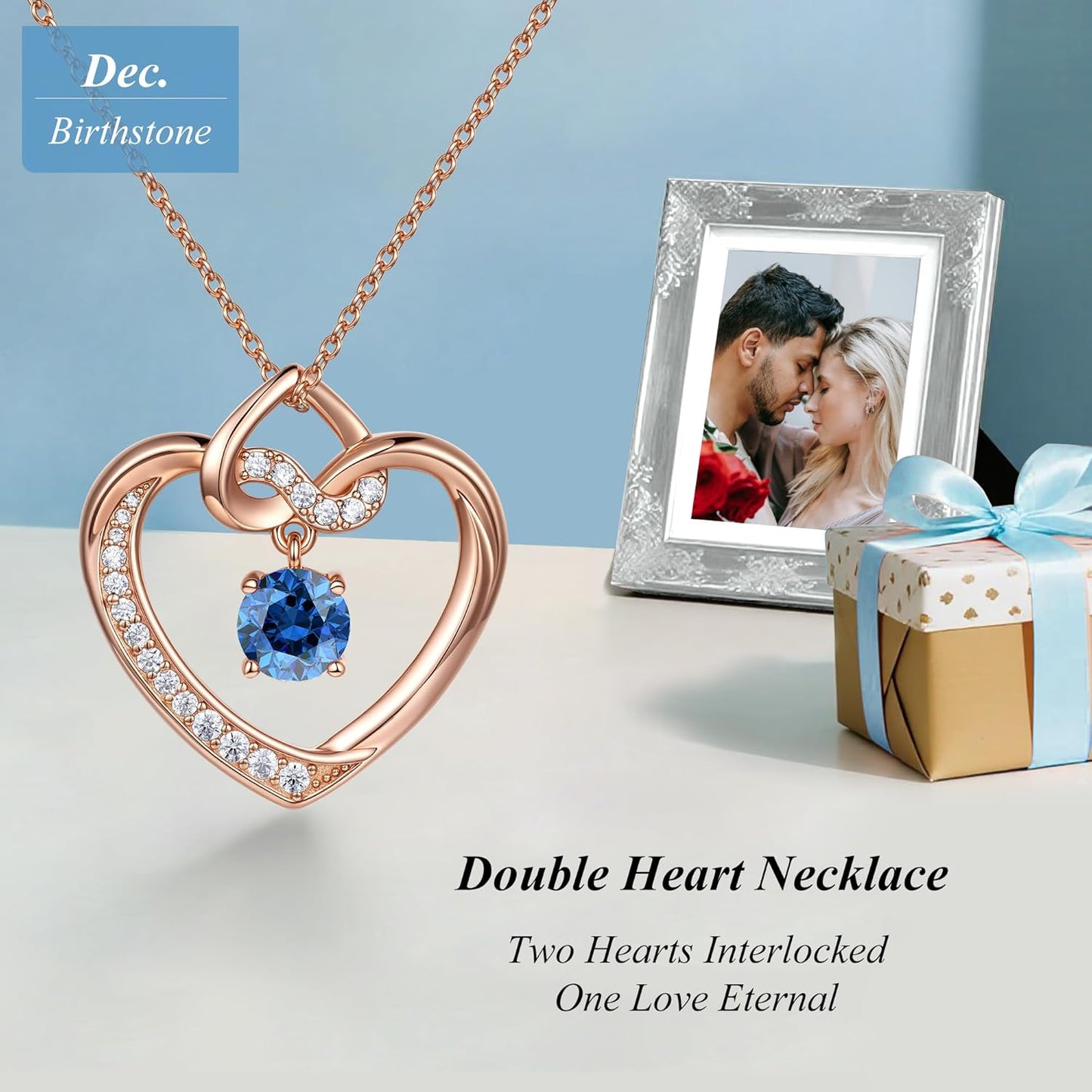 Heart Birthstone Necklaces Gifts for Women Wife, Jewelry for Women Wedding Anniversary Birthday Gifts for Wife Girlfriend Mom Christmas Valentines Gifts S925 Sterling Silver