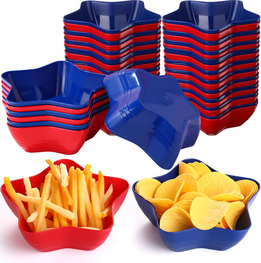 Honeydak 20 Pcs Veterans Day Plates Patriotic Dishes Star Shaped Dessert Bowls Red Blue Star Bowls for Veterans Day Plastic Candy Snack Fruit Dishes for BBQ Party Favors