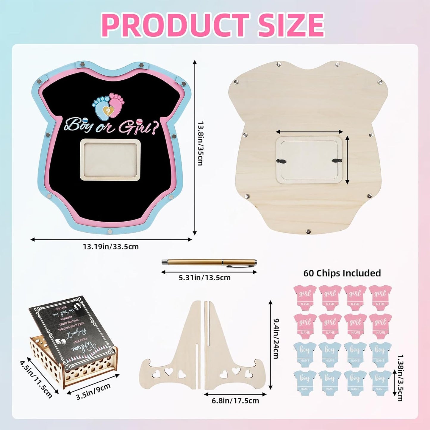 Baby Shower Guest Book Alternative Set - Gender Reveal Guest Book Sign in Board with Decorations, for Mom, Baby Boy or Girl Theme Party Supplies