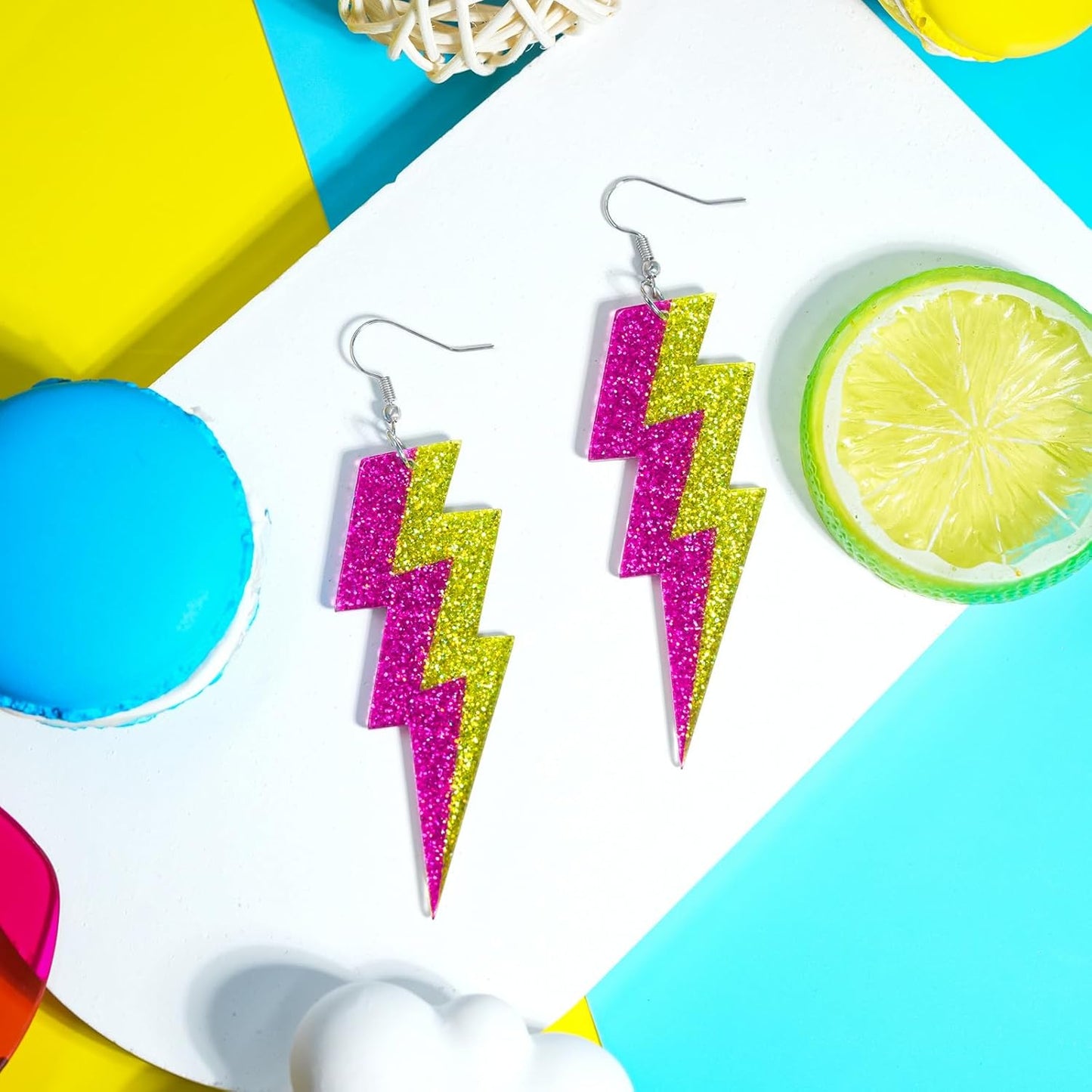 80s 90s Retro Cassette Tape Neon Earrings for Women Acrylic Radio Earring Set for 80s 90s Accessories Cosplay Party Jewelry Gifts