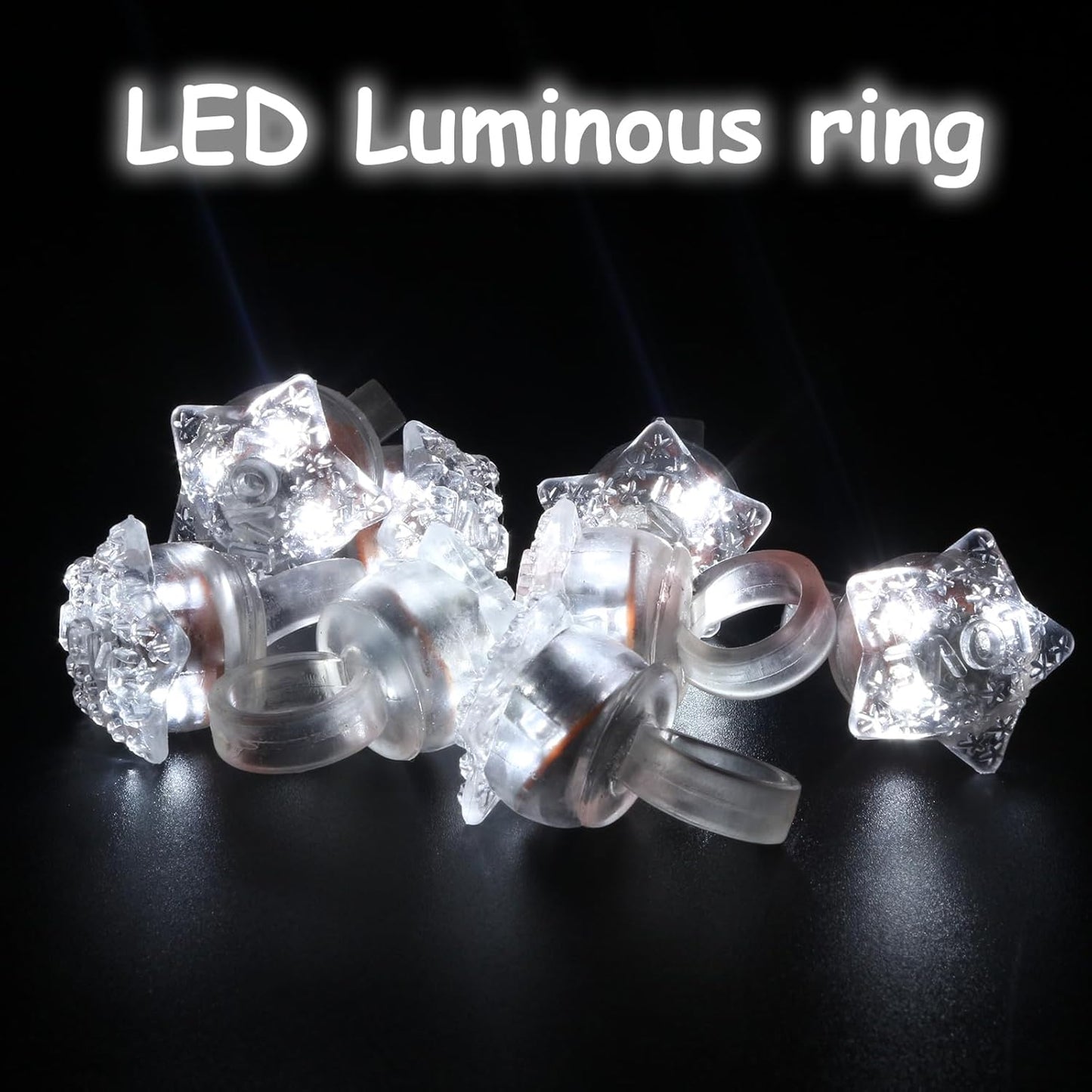24 Pack Light Up Star Rings Glow in the Dark Party Flashing LED Jelly Finger Rings for July 4th,Halloween,Christmas,Concert,Goodie Bag Fillers,Raves