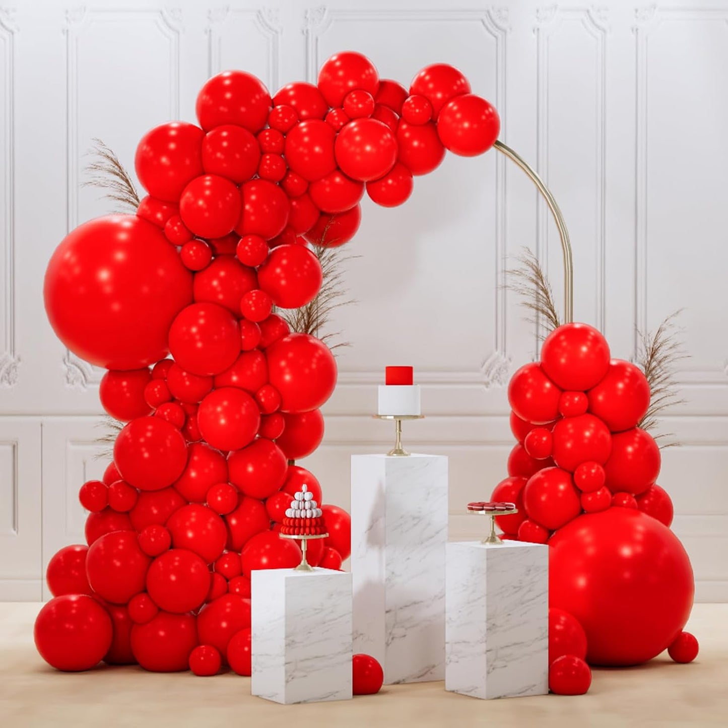 PartyWoo Red Balloons 92 pcs Different Sizes of 18 12 10 5 Inch Matte Red Latex Balloon Arch Kit Garland for Valentine's Day Graduation Memorial Day Christmas Birthday Party Decorations Red-Y57