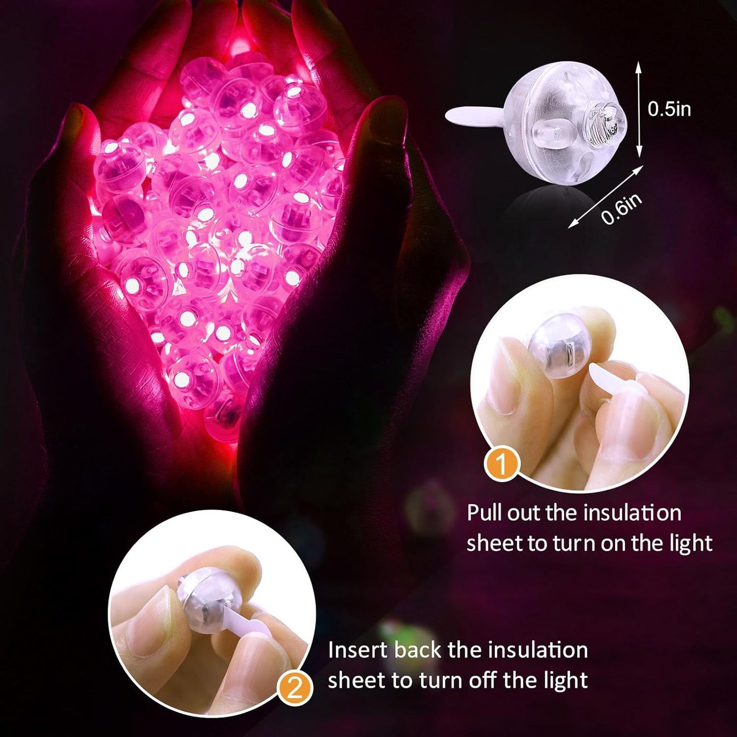 AIKEI 100pcs LED Balloon Lights, Pink Mini Balls Lights,Waterproof Mini Led Light for Valentine's Day Paper Lantern Wedding Christmas Birthday Party Decoration for Indoor Outdoor