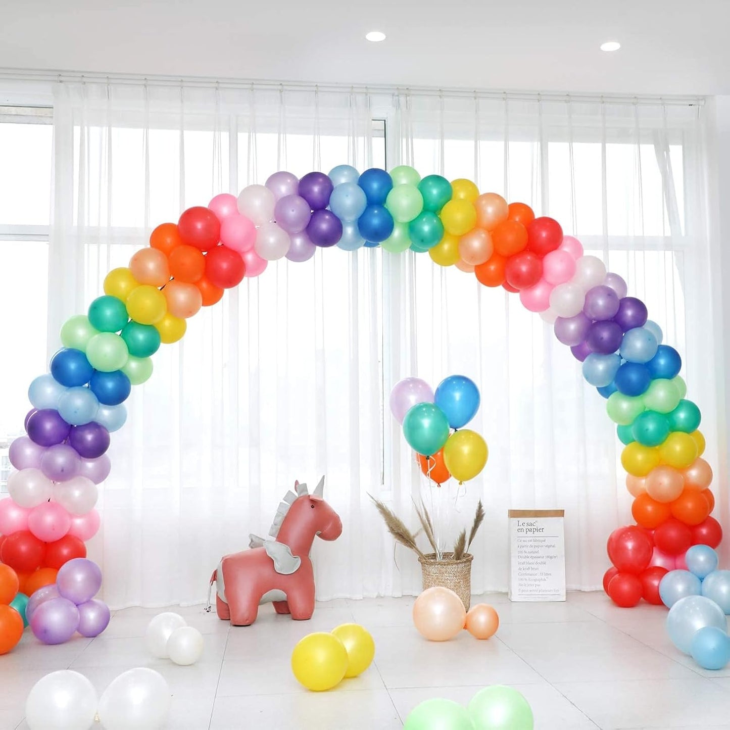 RUBFAC 120 Balloons Assorted Color 12 Inches Rainbow Latex Balloons, 12 Bright Color Party Balloons for Birthday Baby Shower Wedding Party Supplies Arch Garland