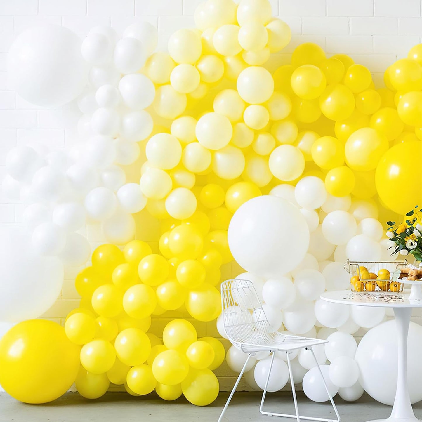 PartyWoo Yellow Balloons 128 pcs Different Sizes of 18 12 10 5 Inch Light Yellow Balloon Arch Kit Garland for Easter Bee Baby Shower Engagement Sunflower Birthday Graduation Decorations Yellow-Y55