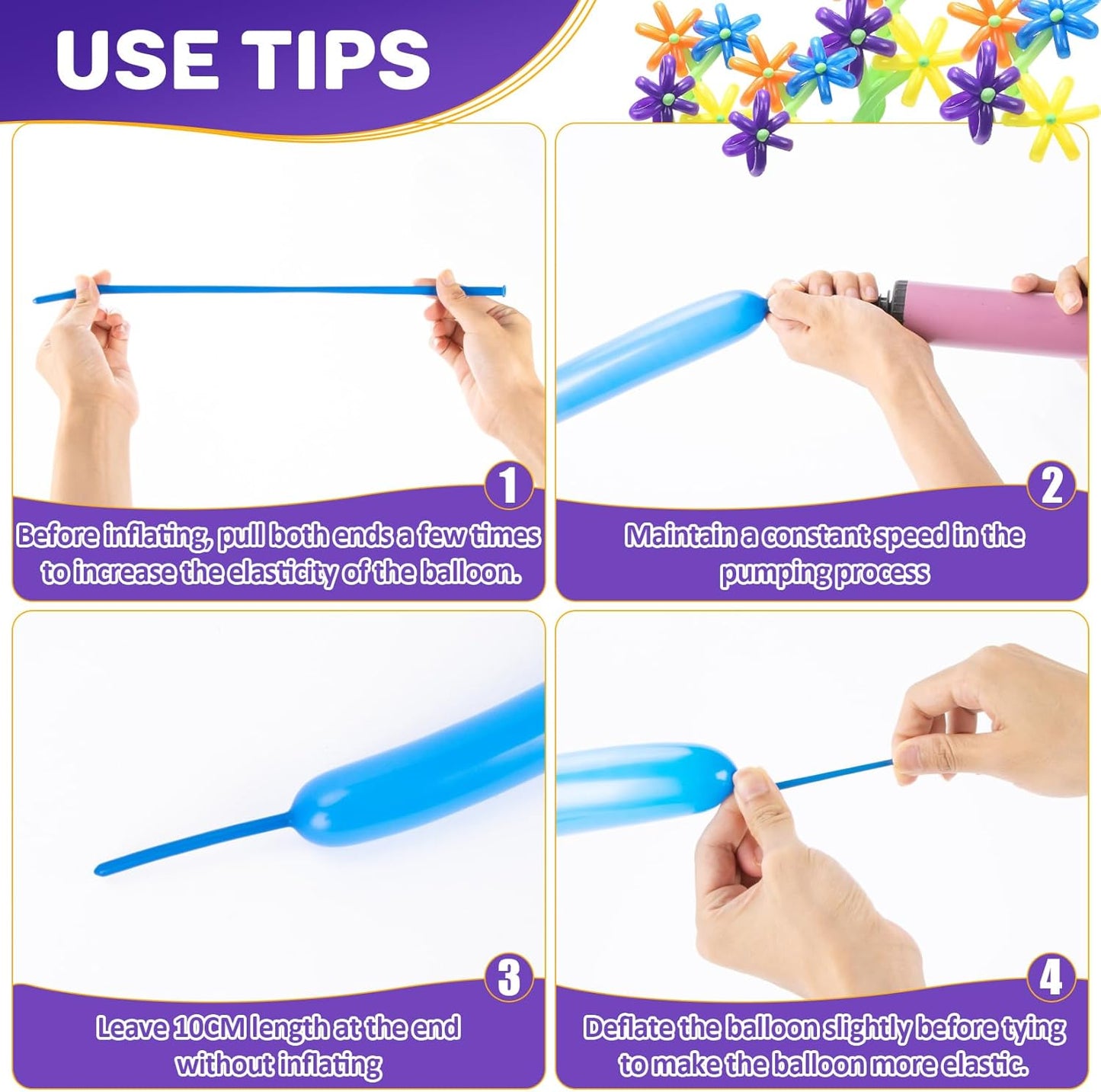 MAQIHAN 100 Long Balloons for Balloon Animals - 260 Long Skinny Balloons for Tying Balloon Arch Assorted Colors Globos Largos Clown Latex Twisting Birthday Wedding Carnivals Party Decoration