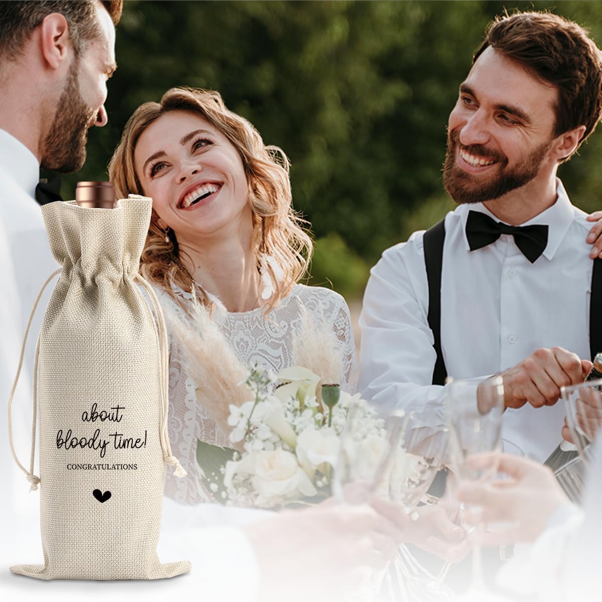 Engagement Wine Gift Bag Wedding Engaged Gifts for Newlyweds Couple Women Men Bridal Shower Gifts for Bride and Groom Pairs Well with Wedding Planning About Bloody Time Wine Bags