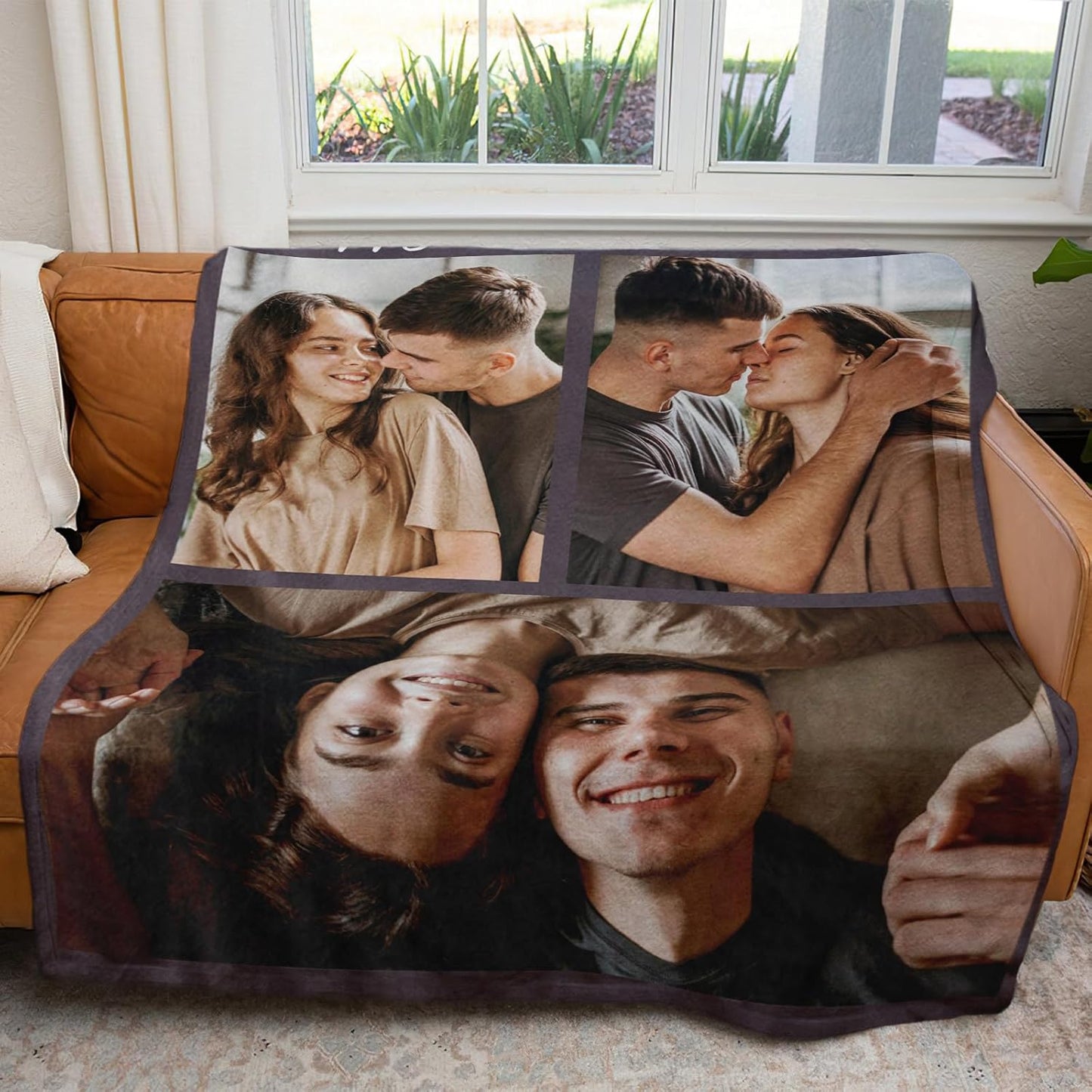 MeMoShe Custom Blanket with Picture Personalized Photo Blanket Wedding Gifts for Couples Customized Blanket I Love You for Girlfriend Boyfriend Husband Wife-3 Photos