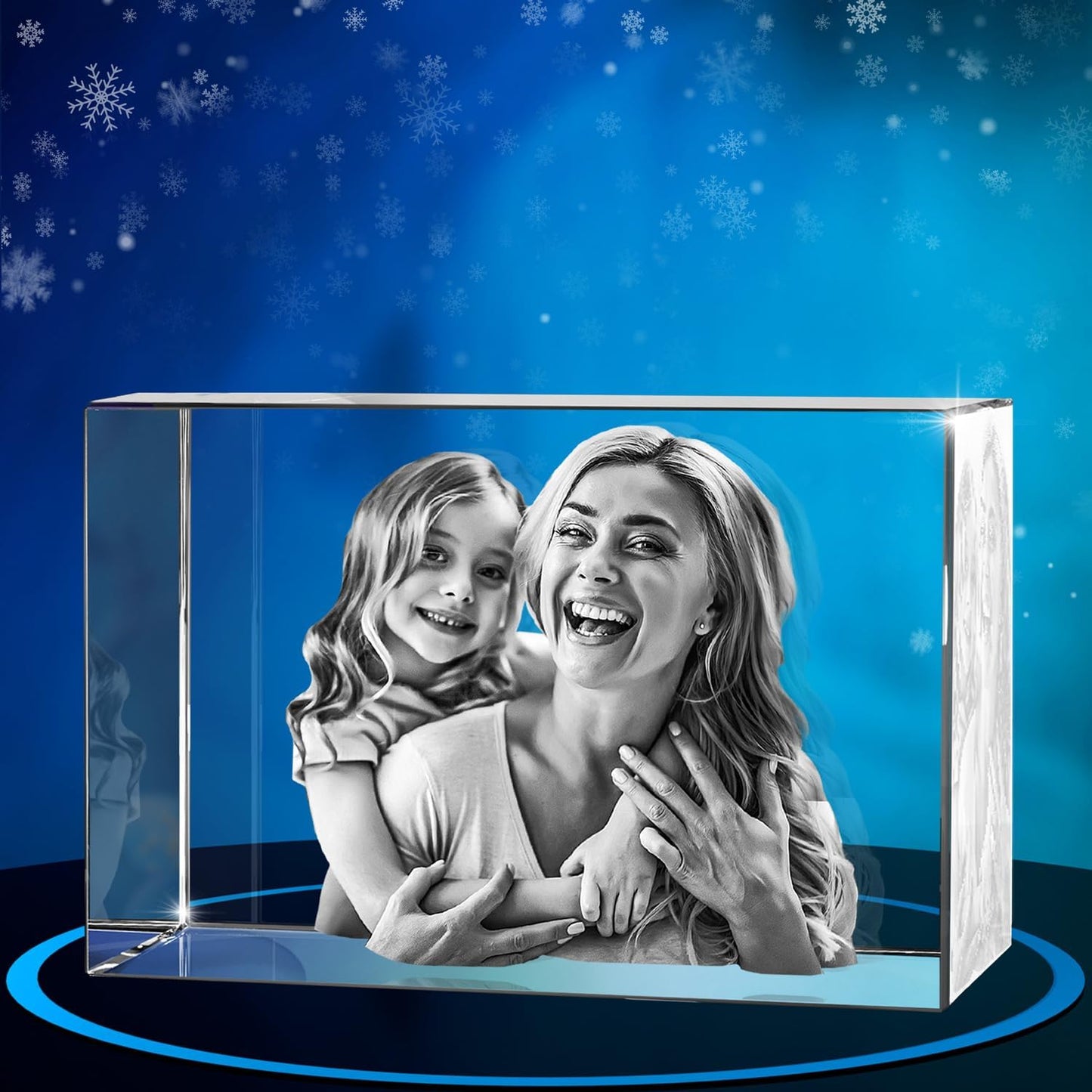 ArtPix 3D Crystal Photo, Christmas Personalized Gifts for Women, Wife, Her, Him, Men, Husband, Grandma, Great Xmas Customized Gift With Your Own Photo, Custom Glass 3D Laser Etched Picture Wedding