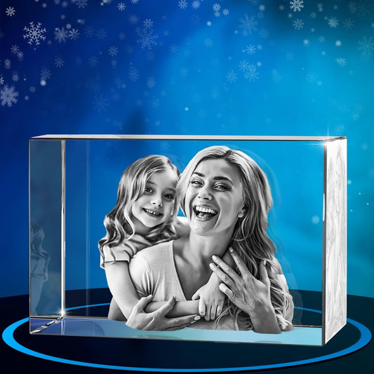 ArtPix 3D Crystal Photo, Christmas Personalized Gifts for Women, Wife, Her, Him, Men, Husband, Grandma, Great Xmas Customized Gift With Your Own Photo, Custom Glass 3D Laser Etched Picture Wedding