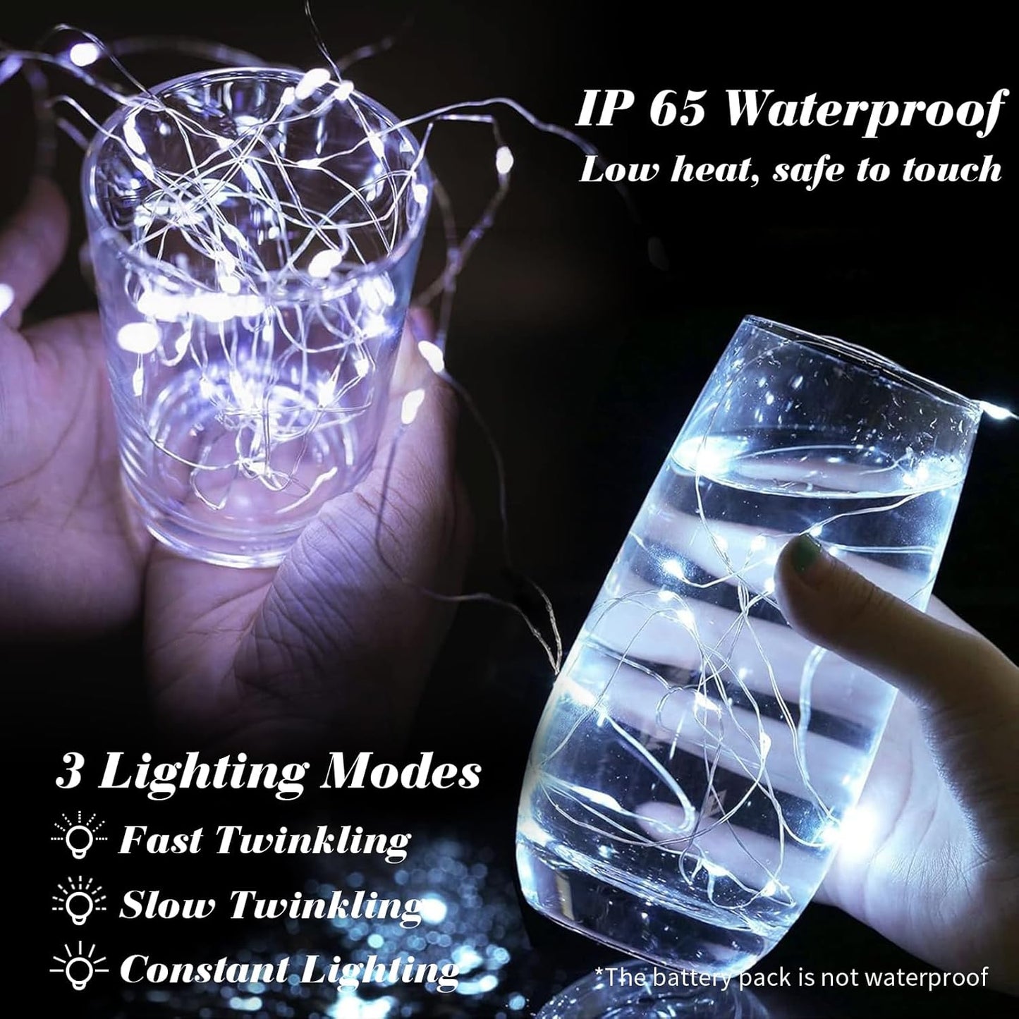 ZGWJ 12 Pack Fairy Lights Battery Operated, 7ft 20 Mini LED Fairy String Lights Silver Wire 3 Modes for DIY, Parties, Wedding, Bedroom, Halloween Christmas Decoration Silver White