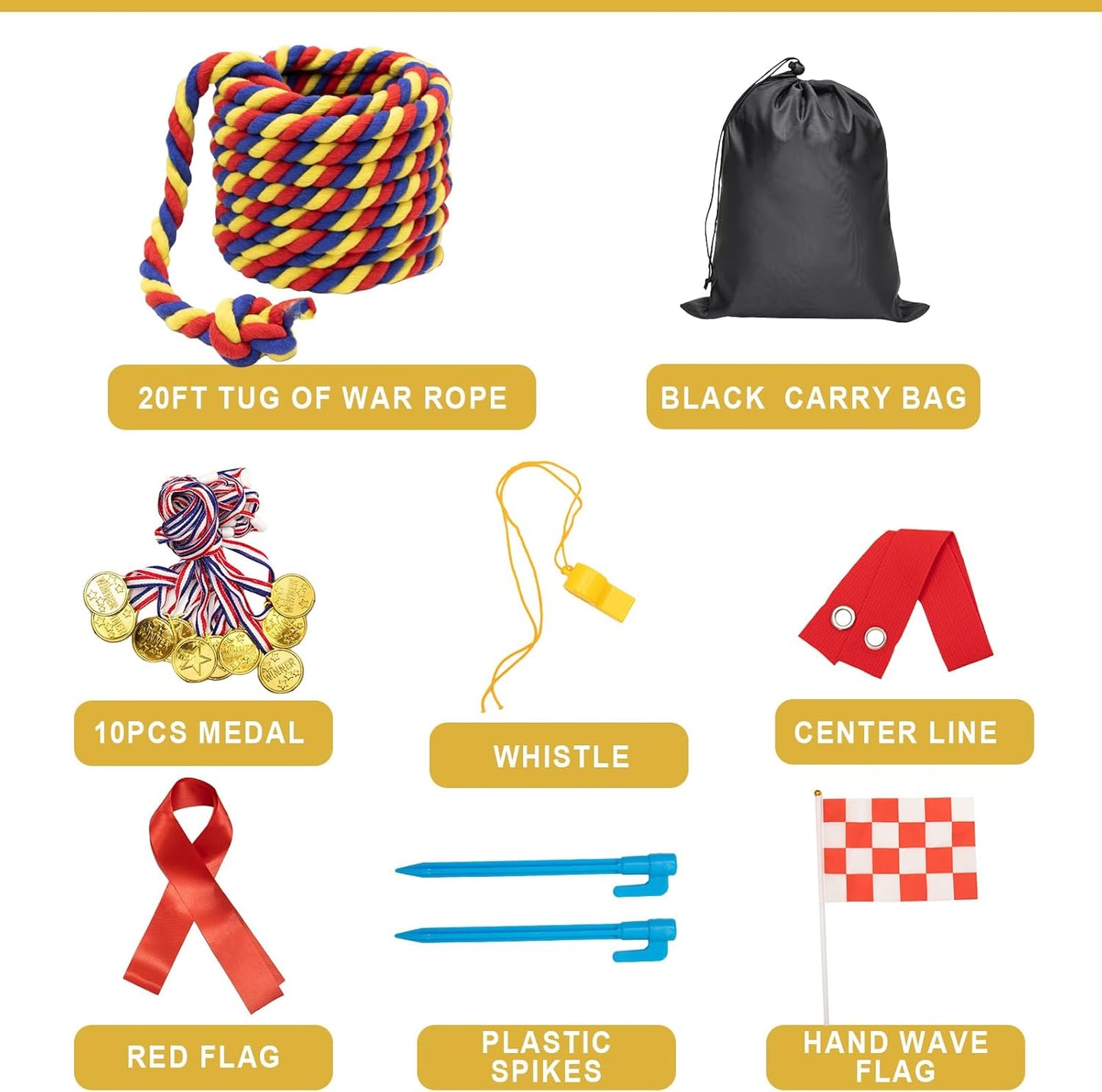 Tug of War Rope for Kids and Adults, 20/40/60FT Tug a War Rope for Outdoor Games Field Day Family Reunion Party Games, Summer Outside Yard Backyard Lawn Picnic Games, Team Building Games