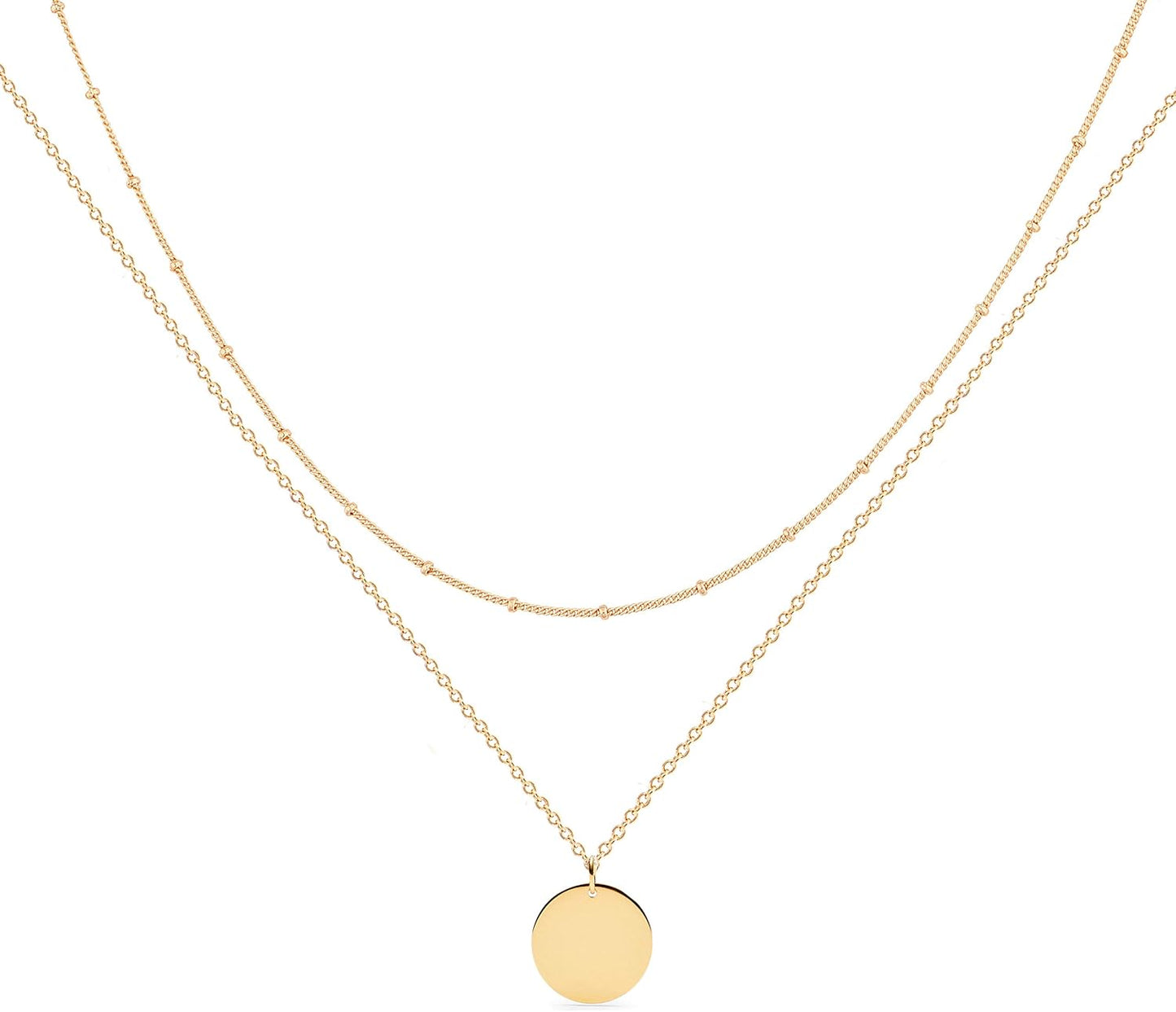 MEVECCO Layered Heart Necklace Pendant Handmade 18k Gold Plated Dainty Gold Choker Arrow Bar Layering Long Necklace for Women