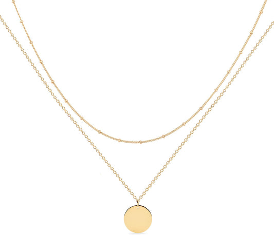 MEVECCO Layered Heart Necklace Pendant Handmade 18k Gold Plated Dainty Gold Choker Arrow Bar Layering Long Necklace for Women